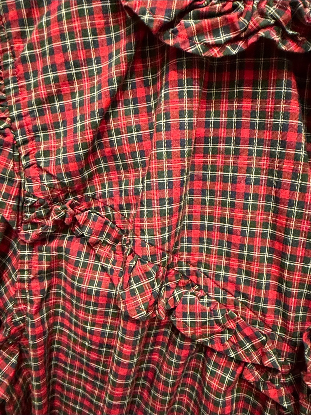 Polo by Ralph Lauren Red and Green Plaid Ruffle-Trim Button-Down Shirt - Picture 3 of 9
